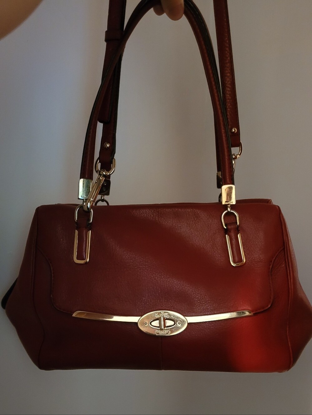 Coach Madison East West Turnlock Satchel Red